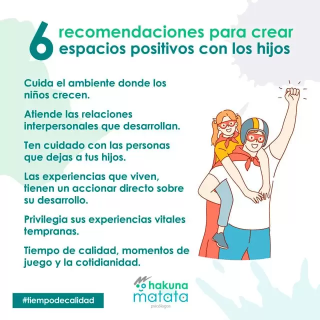 Recomendaciones para crear espacios positivos con los hijos