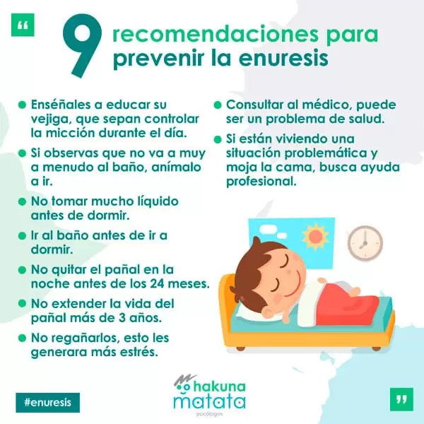 Recomendaciones para prevenir la enuresis