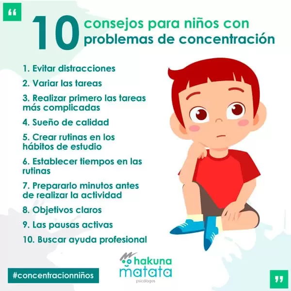 Consejos para niños con problemas con la concentración